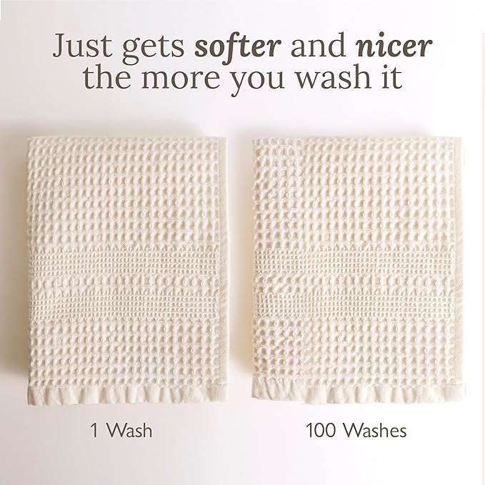 GILDEN TREE Waffle Hand Towels for Bathroom Quick Dry Towel Super Absorbent Thin 100% Cotton Hand Towels Lint Free, Hand Towels for Bathroom Set of 2, Classic Style (Aqua)