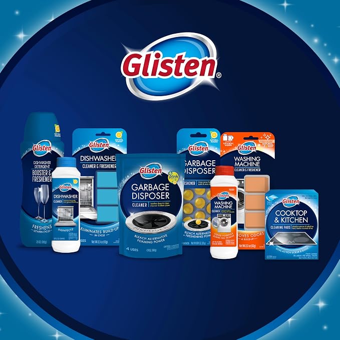Glisten Cooktop and Kitchen Cleaning Pads for Glass, Gas Ranges, Ovens, Microwaves, and More, Dissolves Grease and Baked on Foods, Lemon Scent, 24 Large Pads or 48 Small Pads