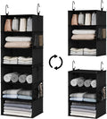 StorageWorks Hanging Closet Organizer 6-Shelf, Jumbo Separable Two 3 Shelf Closet Storage Organizer with Side Pockets, Portable Hanging Shelves for Wardrobe, RVs, 13 "D x 15 "W x 47 ¼"H, Black