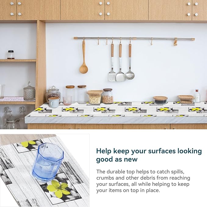 Non Adhesive Shelf Liner 18" W x 192" L Pantry Liner for Shelves Cupboard Liner Cover Easy to Trim