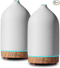 200ML Ceramic Essential Oil Diffuser for Home, Stone Diffuser 2 Pack | Ultrasonic Aromatherapy Diffuser & Air Humidifier for Bedroom, Office, Yoga, 7 LED Lights, Auto Shut-Off, 3 Timers,Wood Grain