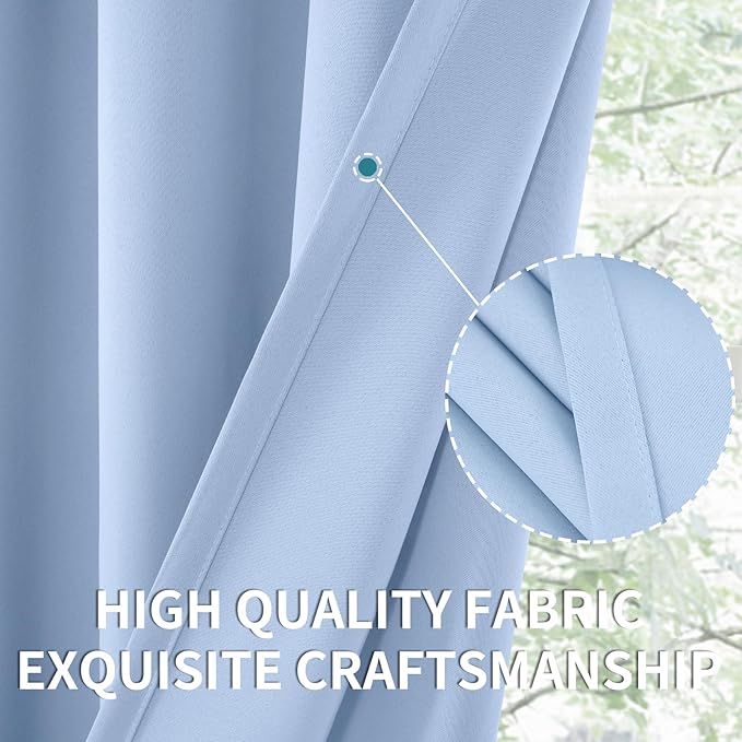 BGment Baby Blue Room Darkening Curtains for Bedroom Kitchen Window 40 Inches Long - Thermal Insulated Short Drapes Privacy for Nursery Kids Cafe Bathroom, 42 x 40 Inch, 2 Panels