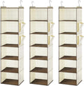 Leinuosen 6 Tier Shelf Hanging Closet Organizer Hanging Shelves for Closet with 2 Sturdy Hooks for Storage, for Dorm, 3 Pack, Foldable (Beige)