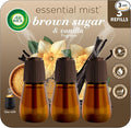 Air Wick Essential Mist Refill, 3ct, Brown Sugar & Vanilla, Fall Scent, Essential Oils, Air Freshener