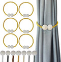 Hion Magnetic Curtain Tiebacks Golden 6 Pack, Curtain Tiebacks Buckles Holdbacks Holders Hooks Clip for Home Bedroom Office Decorative Thick or Thin Curtain