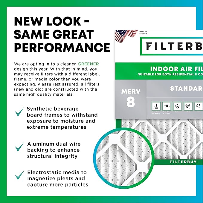 Filterbuy 14x36x1 Air Filter MERV 8 (MPR 700) Dust Defense Replacement (6-Pack), Electrostatic Pleated HVAC AC Furnace Filters, Made in USA (Actual Size: 13.50 x 35.50 x 0.75)