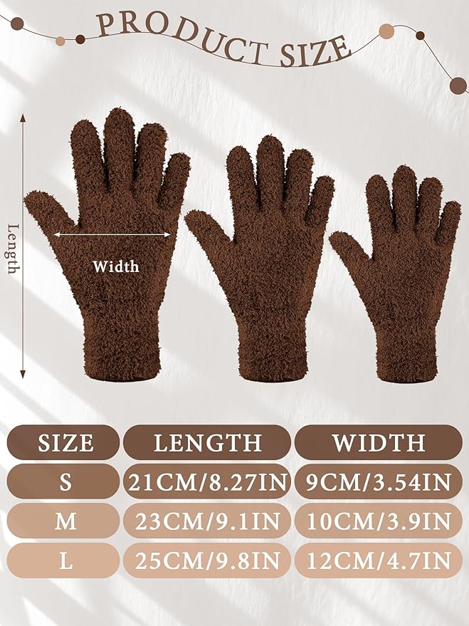 Patelai 3 Pairs Microfiber Plant Dusting Gloves Leaf Cleaning Gloves for Indoor Plants, Blinds, Furniture, House(Small,Black, Brown, Dark Brown)