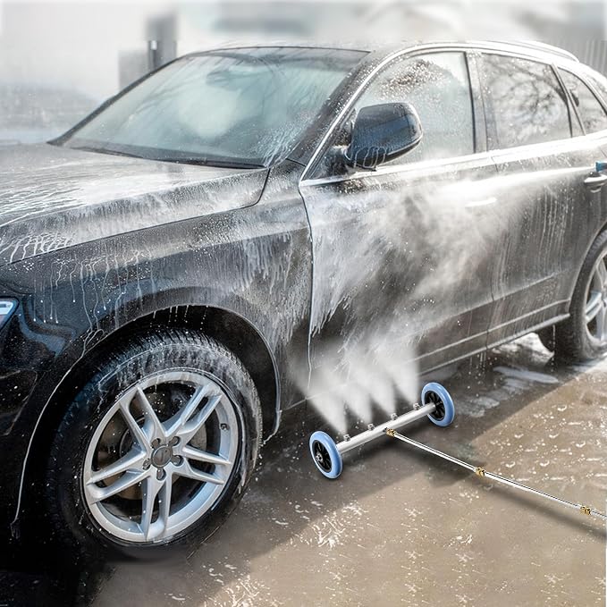 16 Inch Undercarriage Car Washer, 4000 PSI | Pressure Washer Under Car Cleaner with 3 Pcs Extension Wand