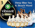 Air Wick Plug In Scented Oil Refills, Blue Sea + Beachwood, Air Fresheners for Home Long Lasting, Room Fresheners,Air Freshener Plug In, Essential Oils, House Essentials for Small + Large Spaces, 5 ct
