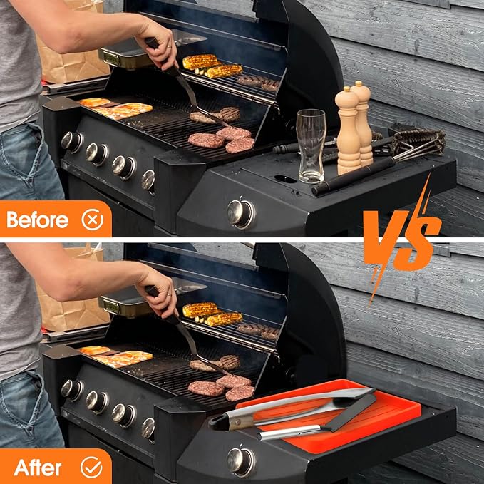 Upgraded Griddle Cleaning Kit for Blackstone 18 Pieces Flat Top Grill Accessories Cleaner Tool Set with Scraper, Heat-Resistant Silicone Spatula Mat with Hanger, Grill Brick, Scouring Pads
