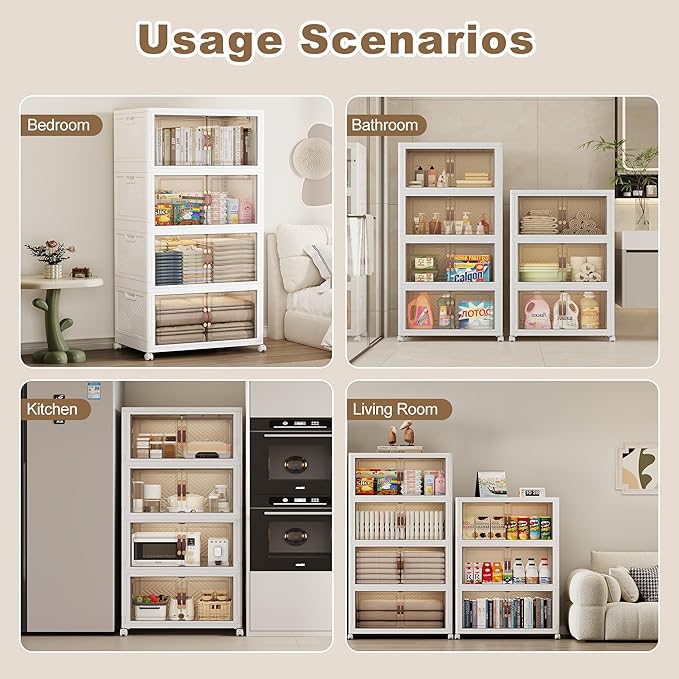 SAILUN 471QT Extra Large Collapsible Storage Bins with Wheels and Lid, Stackable Storage Bins Open Closet Organizers and Storage Storage Containers Drawers,30" L × 19.7" W × 50.4" H（3 Pack）