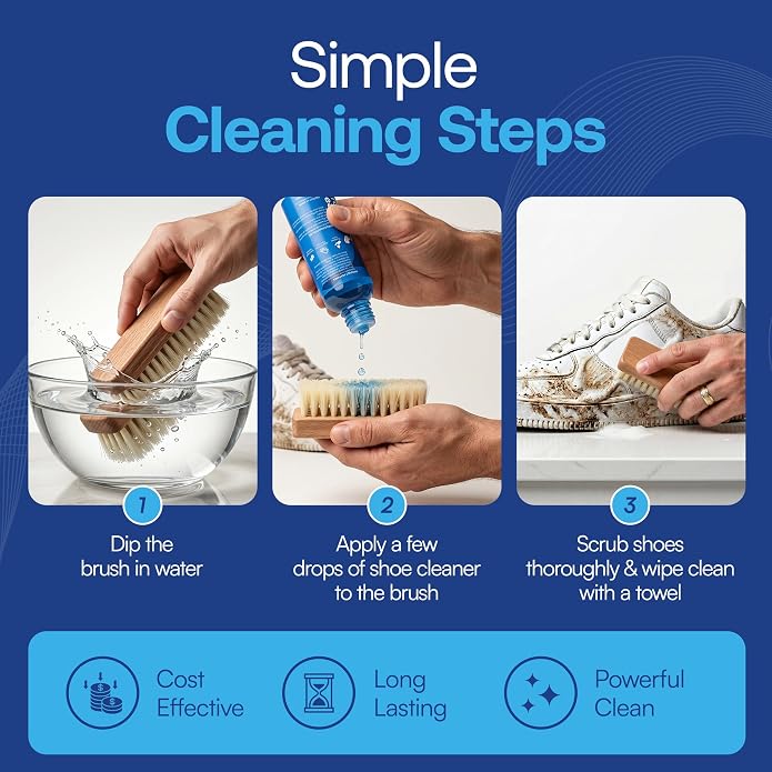 Shoe Cleaner Kit | Sneaker Cleaner (4 oz) with & Bristle Brush, Up to 100+ Washes, for All Washable Shoe Types