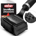 GRILLART SteamWizards Grill Brush Bristle Free Outdoor 17” No-Wire Cleaning | Safe Reinforced Long Handle, Angled Scraper Reach Corners, Steam Replaceable Pad for Porcelain & All Grate, Gifts for Men/Dad