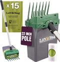 Neater Pet Brands Lift N’ Bag 2.0 Dog Pooper Scooper with Bag Attachment & 22" Pole for Small to Large Dogs, New & Improved Design, 15 Refill Bags, Heavy Duty Dog Poop Scooper for Yard, One-Hand Use