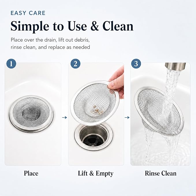 Kingrol 50 Pack 2-3/4 Inch Stainless Steel Sink Strainers, Small Mesh Drain Strainer Baskets for Kitchen Sink, Bathroom Sink, Bathtub, Laundry, Floor Drain and Utility Sink