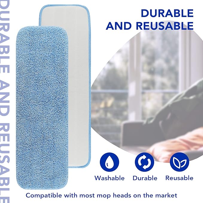 Replacement Microfiber Pad for Rubbermaid Commercial 18 Inch and 17 Inch Mop - 3 Pack Wet & Dry Commercial Cleaning Reusable Mop Refills Fit for Any Microfiber Flat