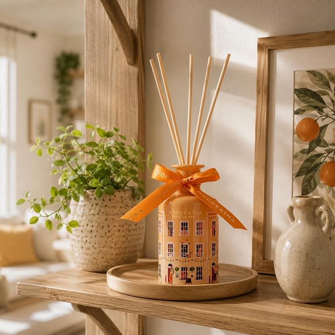 Reed Diffuser - Citrus Sunshine 6.76 fl oz Reed Diffuser with 8 Sticks Home Fragrance Bathroom Shelf Decor (Festive House Collection)
