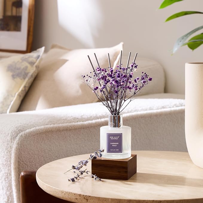 Reed Diffuser Set,3.38 fl oz (100 ml) - Lavender Field Oil Diffusers with 8 Reed Sticks, Home Fragrance Reed Diffuser for Bathroom Shelf Decor