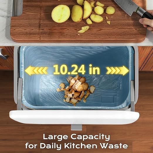 Hanging Trash Can with Lid, Kitchen Compost Bin, Waterproof Odor-Blocking Countertop Trash Can for Cabinet Door, Under Sink, Bathroom, RV and Office