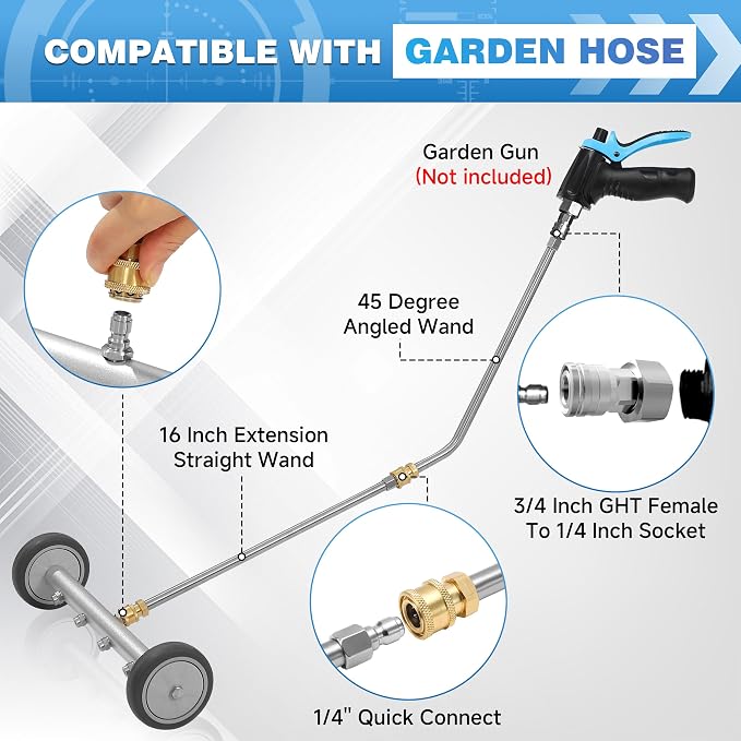 M MINGLE Pressure Washer Water Broom, 13 Inch, 4000 PSI | Water Broom for Garden Hose and Pressure Washer, Multi-Use for Driveway, Sidewalk, Deck, Garden