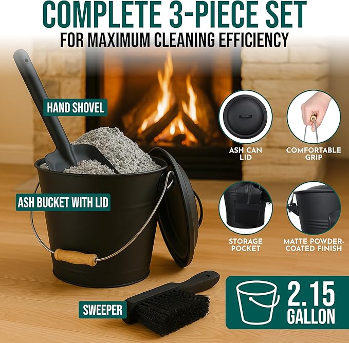 Smedley & York Black Ash Bucket with Lid, 2.15 Gallon
