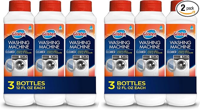 Glisten Washing Machine Cleaner, Helps Remove Odor, Buildup, and Limescale, Fresh Scent, Made in the USA, 12 Ounce Bottle, 3-Count, (Pack of 2)