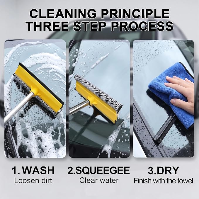 Car Wash Kit with 10 L Bucket, 56-Inch Windshield Squeegee | Squeegee & 10L Bucket