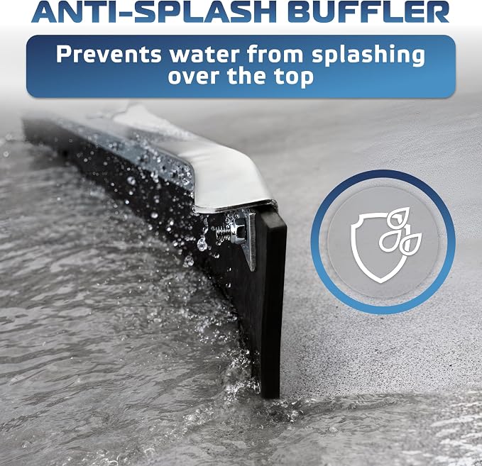 Curved Floor Squeegee 36’’, Rubber Blade Garage Squeegee, Taper Pole Connection - Handle Sold Separately for Tiles, Concrete and Asphalt