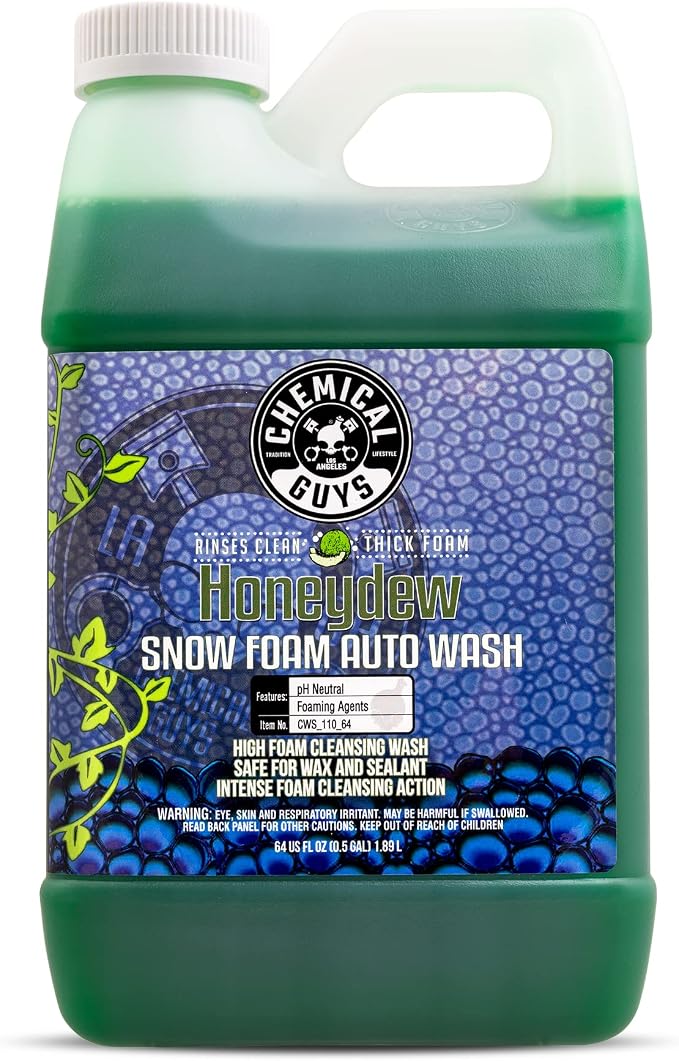 Chemical Guys, Honeydew Snow Foam Car Wash Soap for Foam Cannons, 64 oz | High-foaming pH-balanced suds for cannons, guns or buckets, gentle on wax and coatings, fresh honeydew scent