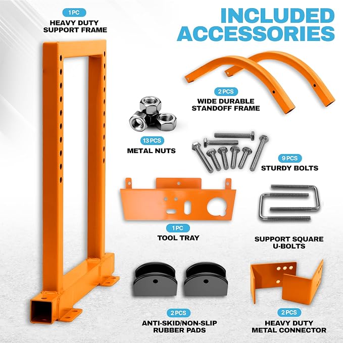 Heavy Duty Ladder Stabilizer with Tool Tray | 500 LBS Capacity, 34" Wide Steel Standoff Arms for Gutter Cleaning, Roofing & Wall Work, Fits Extension, Straight & Telescoping Ladders - Anti-Slip
