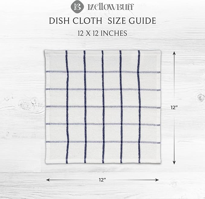 100% Cotton Terry Dish Cloth & Dish Towel, 6 Pack, Super Soft and Absorbent Kitchen Towels, Perfect for Kitchen Cleaning and Dish Washing (Navy Blue (DT and DC Combo))