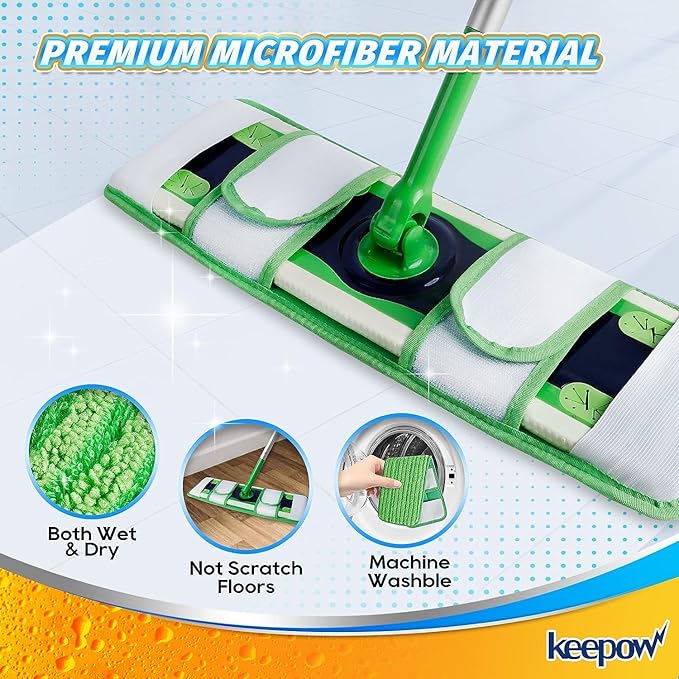 KEEPOW Microfiber Pads for Swiffer XL, Heavy Duty Dry Sweeping Cloths for Swiffer XL Mop, Extra Large Swiffer Dry Pads Refills XL (8 Pack)