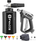 PWACCS Pressure Washer Foam Cannon Gun, Short Power Washer Wand, 1.5 Liter | Car Wash Kit Foam Cannon, 1/4" Quick Connector, Pressure Wash Handle, M22 Male Inlet, 4000 PSI