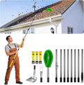 12 FT Gutter Cleaning Tools for Outdoor - Gutter Cleaner Pole with Shovel & Brush for Roof Rain Gutters, Cleans Leaves, Branches & Debris - No Ladder Needed (Green)