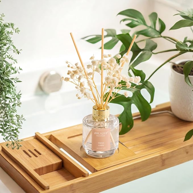 Reed Diffuser Set of 3,Fresh Linen Ocean Mist&Sea Salt Citrus Lemon Oil Reed Diffusers for Bedroom Living Room Office Aromatherapy Oil Reed Diffuser for Gift 50ml x 3