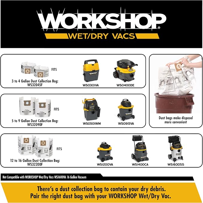 WORKSHOP Wet/Dry Vacs WS25051A 2-1/2-in. Gutter Cleaning Vac Attachment Kit | Collects or Blows Debris Out of Gutters, For WORKSHOP Shop Vacuum Cleaners, Fits 2-1/2-inch Extension Wands and Hoses
