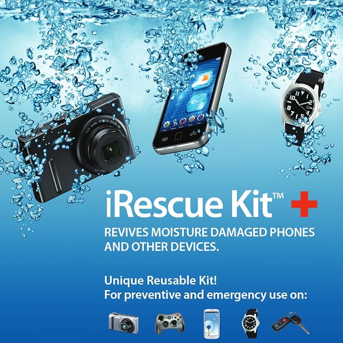 HYDROSORBENT® iRescue Wet Phone Fix | Wet Phone Rescue Pouch Kit for Water Damaged Phones. Rechargeable Moisture Eliminator Kit w/ Mini Dehumidifier Canister, Humidity Indicator Card & Vapor Barrier Bag