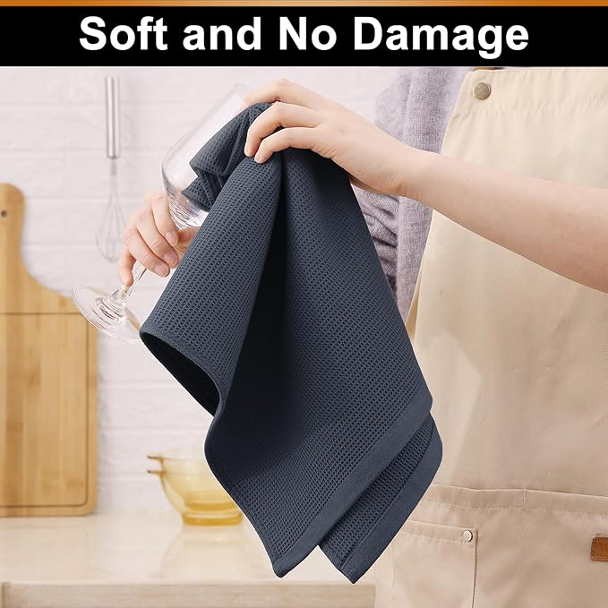 Homaxy 100% Cotton Waffle Weave Kitchen Towels - 4 Pack Soft and Absorbent Dish Towels - 16 x 26 Inches Quick Dry Hand Towels - Multiple Colour