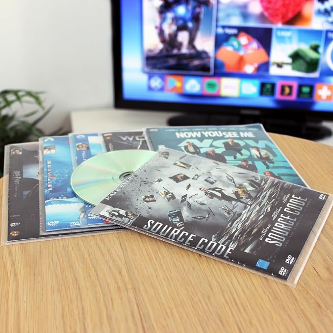 Tarifold Double DVD Storage Sleeves with Felt, Holds 2 Discs, 50 Pack | Holds 2 DVDs, cover art and booklet, protective felt insert, secure closing flap, durable polypropylene, 50 pack