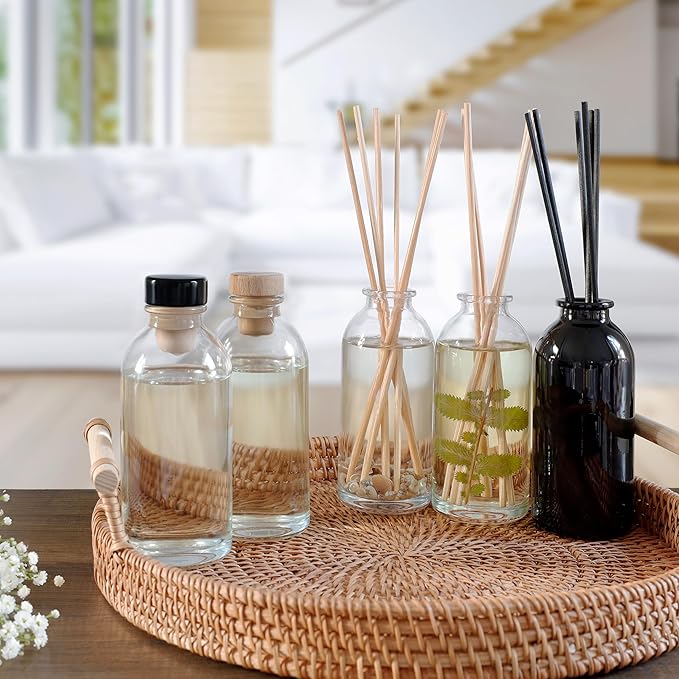Reed Diffuser Set, Eucalyptus Sage - Bathroom Shelf Décor | Mint, Lime & Cedarwood Essential Oils, Soothing & Relaxing scent for Bathroom or Bedroom Made in the USA