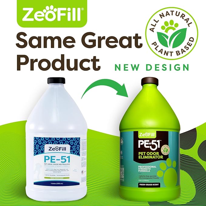 ZEOFILL PE-51 Pet Urine Odor Eliminator - Professional Pet Urine Enzyme Cleaner - Pet, Turf & Yard Smell Remover, Cat & Dog Pee Deodorizer Spray, Outdoor Use Natural Eco-Friendly Enzymes, 1 Gallon