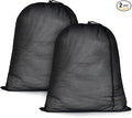 OTraki 20x24 inch Mesh Laundry Bags 2 Pack Fine Mesh Heavy Duty Drawstring Bag Washable Medium Toy Sack Washing Bag for Home Dorm Hotel Camp Beach Travel Storage Black