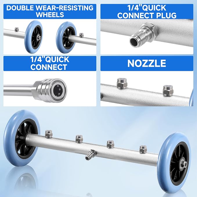 16 Inch Undercarriage Car Washer, 4000 PSI | Pressure Washer Under Car Cleaner with 3 Pcs Extension Wand