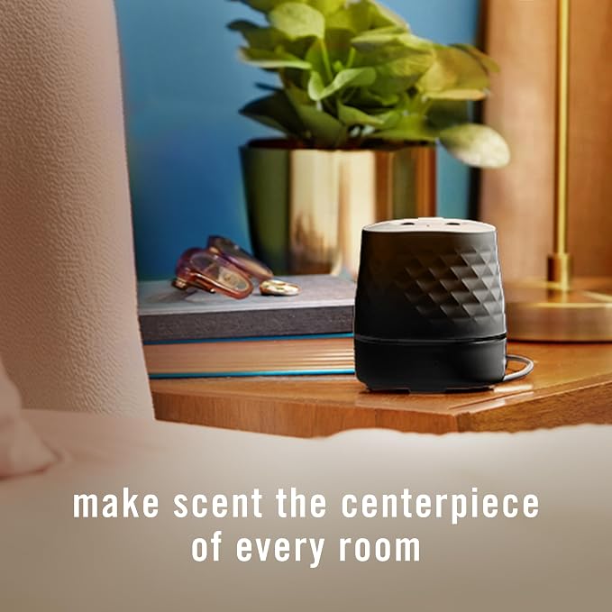 Febreze Plug Scent Booster Starter Kit, Black, Oil Diffuser, Air Freshener Plug in, Continuous Scent Device + 2 Hawaiian Aloha Refill