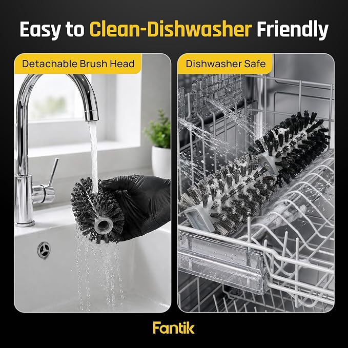 Fantik Electric Grill Brush, Cordless Rechargeable BBQ Grill Cleaner | Built-in LED for Night Use, w/550 RPM, Reinforced 304 Stainless Steel & Dishwasher Safe Removable Brushes, for Outdoor Grill
