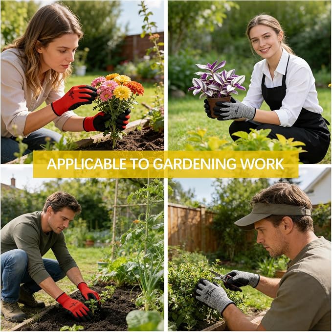 2 Pairs garden gloves work gloves with grip working gloves,Breathable latex dipped gloves,Suitable for garden weeding, construction, outdoor, warehouse handling, etc.