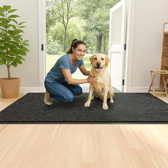 Front Door Mat Indoor Outdoor Entrance, 36" x 48" Dirt Resistant and Absorbent Door Mat, TPR Backing Non-Slip Doormats, Easy to Clean, Low Profile Welcome Floor Mat for Outside Entry
