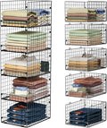 5-Tier Stackable Closet Storage Baskets, Closet Organizers and Storage Shelves, Foldable & Stackable Clothes Storage Bins for Closet System, Closet Shelf Organizer for Home,Black(Patent No. 30022416)