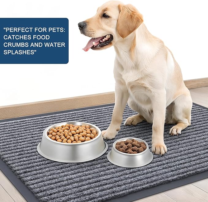OLANLY Front Door Mat Indoor Outdoor Entrance, Waterproof Heavy Duty Doormat, Fade Resistant, Low Profile, Easy Clean Patio Porch Welcome Floor Mats for Entry, 59x35, Light Gray