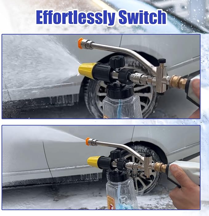 Tool Daily Foam Cannon Dual Connector Accessory, 1/4" Quick Connect | Pressure Washer Double Tip Attachment for Soap Cannon, 5 Power Washer Nozzle Tips, 5000 PSI